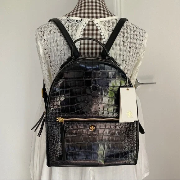 Tory Burch Croc-embossed Backpack - Picture 2 of 3